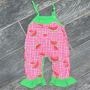 Boutique Babygirl Red & White Checkered Watermelon Jumper W/ Ruffles
